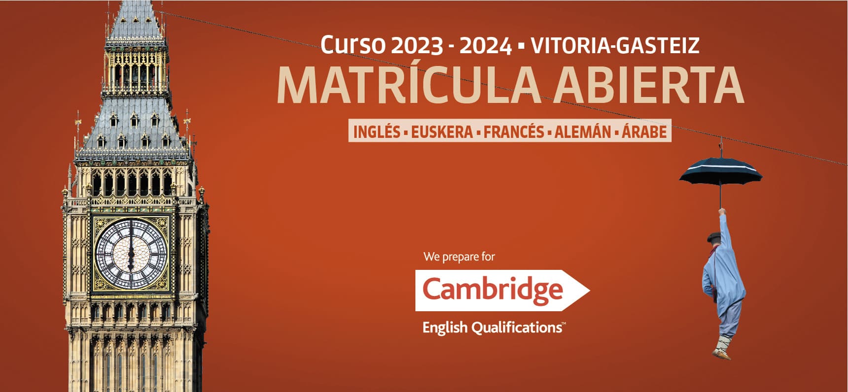 Curso 2023-2024 Vitoria-Gasteiz, Matrícula Abierta, Inglés, Euskera, Francés, Alemán, Arabe