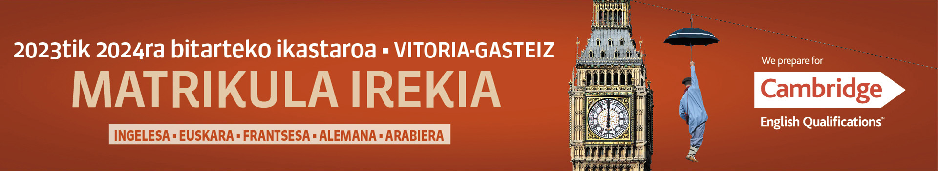 2023tik 2024ra bitarteko ikastaroa, Vitoria-Gasteiz, Ingelesea, Euskara, Frantsesa, Alemana, Arabiera