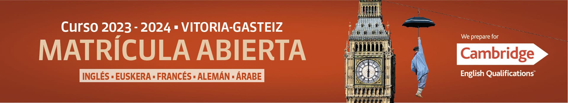 Curso 2023-2024 Vitoria-Gasteiz, Matrícula Abierta, Inglés, Euskera, Francés, Alemán, Arabe