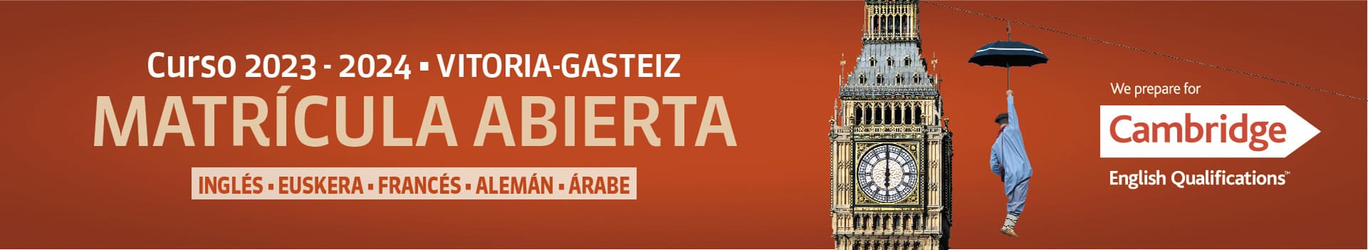 Curso 2023-2024 Vitoria-Gasteiz, Matrícula Abierta, Inglés, Euskera, Francés, Alemán, Arabe